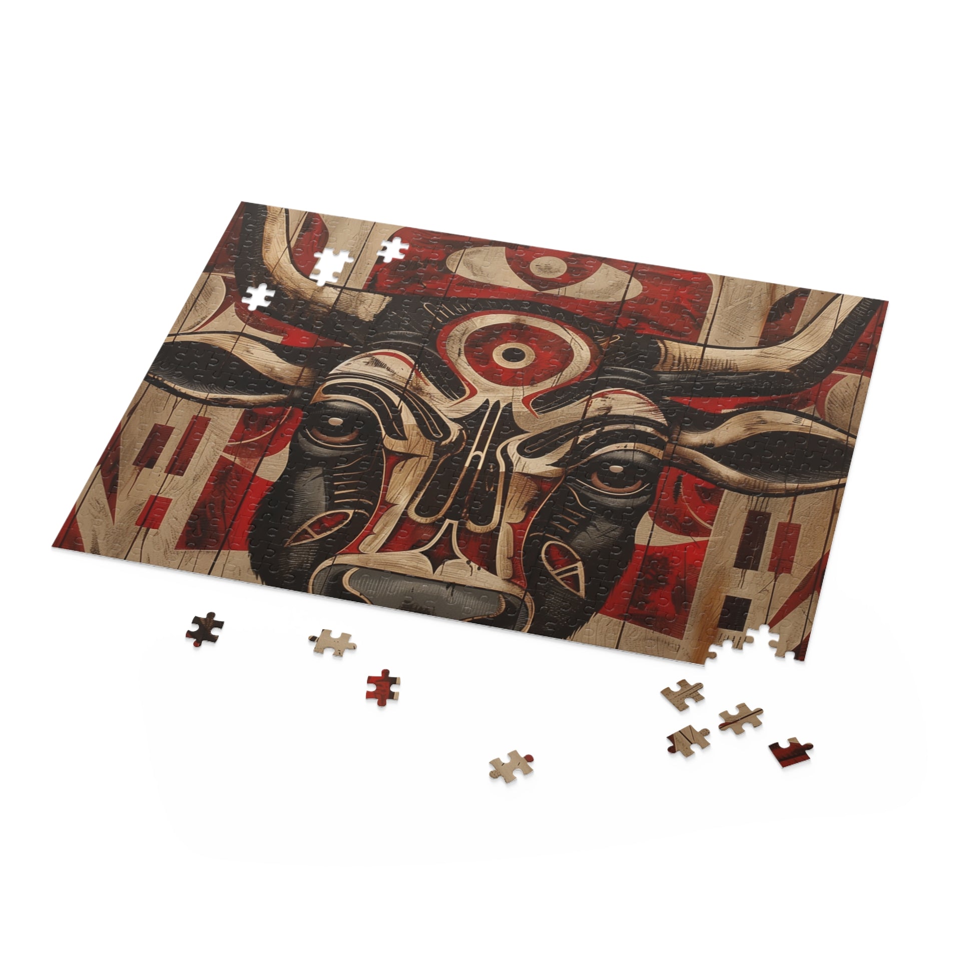 Intricate Tribal Animal Totem Jigsaw Puzzle - Connect with ancient wisdom and spiritual energy with this symbolic puzzle.