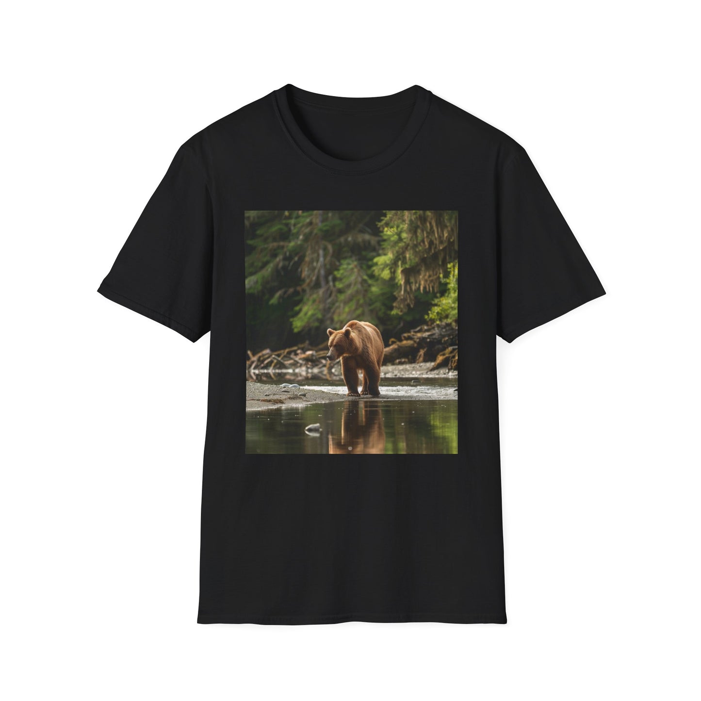 Untamed Majesty: The Spirit of the Alaskan Brown Bear | T-Shirt | Adventure, Alaska brown bear, Alaskan wilderness, Forests, Mountains, Nature, Outdoors, Wild animals, Wilderness, Wildlife | Prints with Passion