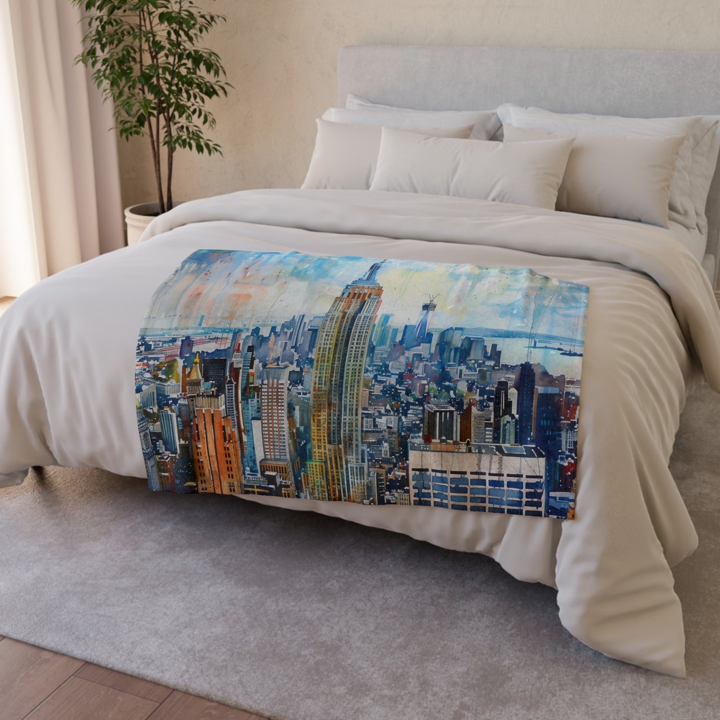 Discover the beauty of New York City with our Empire State Dreams Blanket - a cozy and stylish addition to any home decor. Perfect for snuggling up on chilly nights or adding a touch of urban grandeur to your living space. Embrace the iconic architecture of the Empire State Building with our captivating watercolor design.