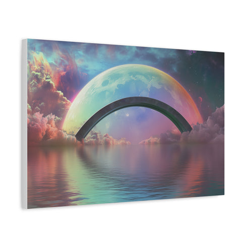 Rainbow Bridge Between Two Planets (Edition II) — Canvas Wall Art — Side Profile & Stretched Corner Detail