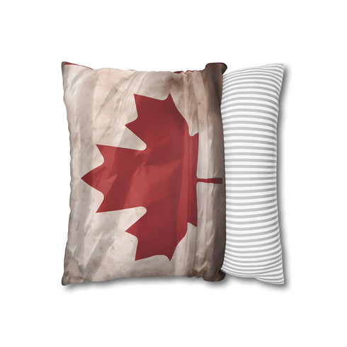 Canada Flag — 40×40 Cushion Cover — Soft Brushed Fabric Texture Close-Up