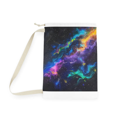 "Neon Space Galaxy Laundry Bag - Brighten up laundry day with vibrant galaxy design"