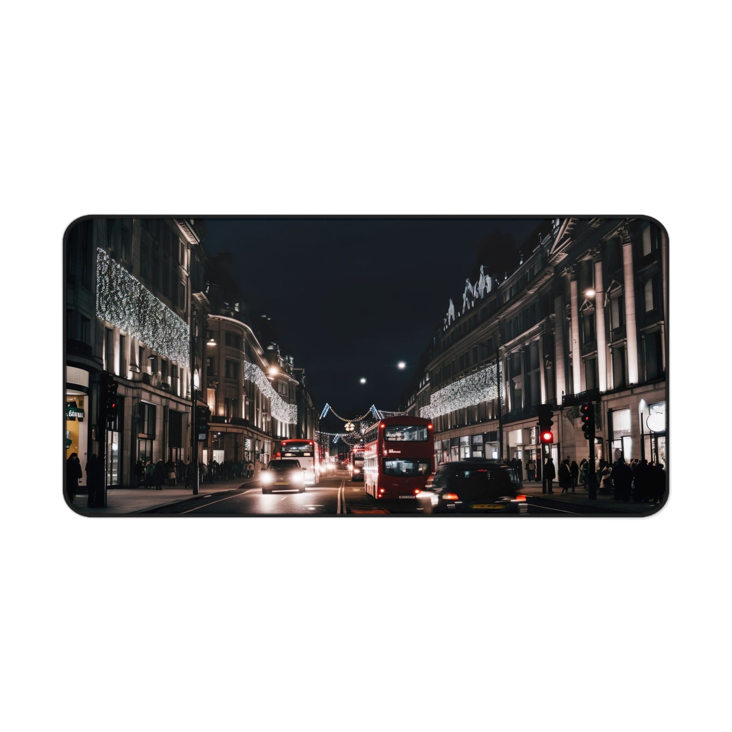 "Oxford Street Night Desk Mat - Add urban sophistication to your workspace with this stylish London-inspired desk accessory."