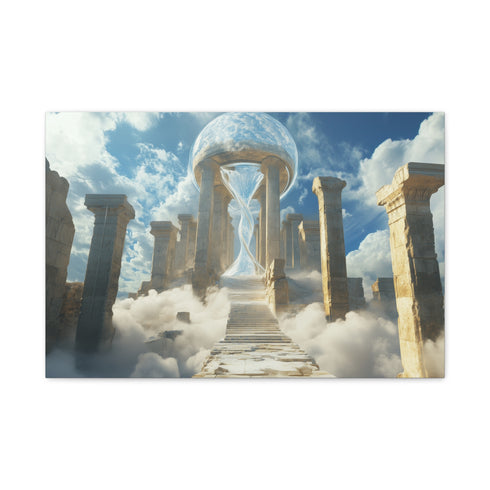 Floating Sky Ruins & Celestial Hourglass — Canvas Wall Art — Front Gallery-Wrapped Canvas View