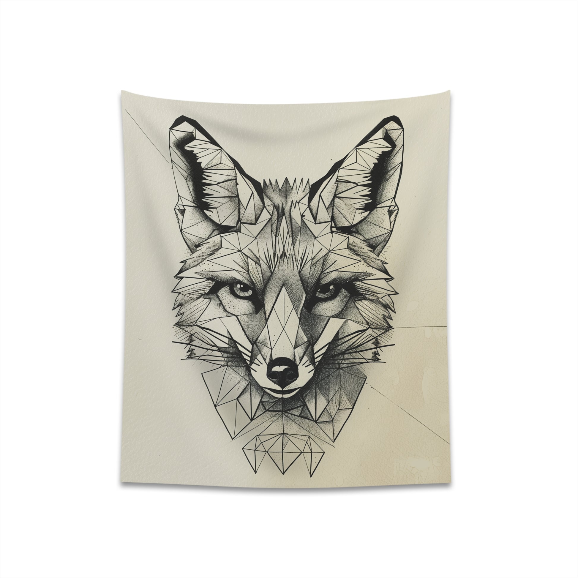 "Geometric Fox Tapestry: Modern design with bold lines, perfect for all seasons. High-quality and stylish. Makes a great gift. Available in 34" x 40" and 57" x 57". Shop Now! - BenCPrints"