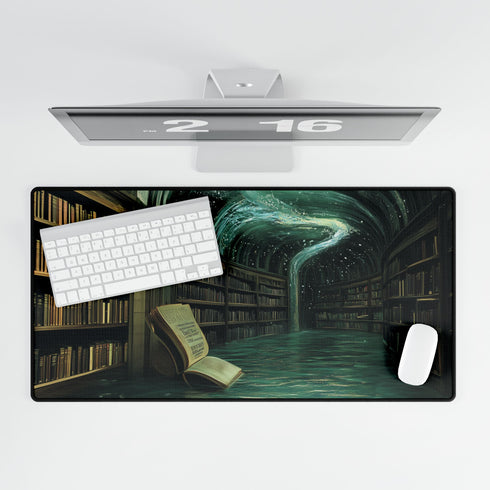 Floating Library under Time Vortex (Edition II) — XL & XXL Desk Mat — Product Detail View 5