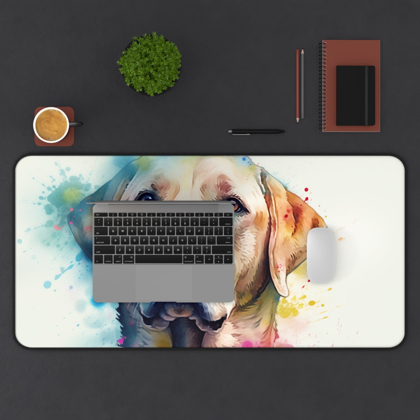 Labrador Love Desk Mat - Vibrant colors and playful design for dog lovers' workspace.