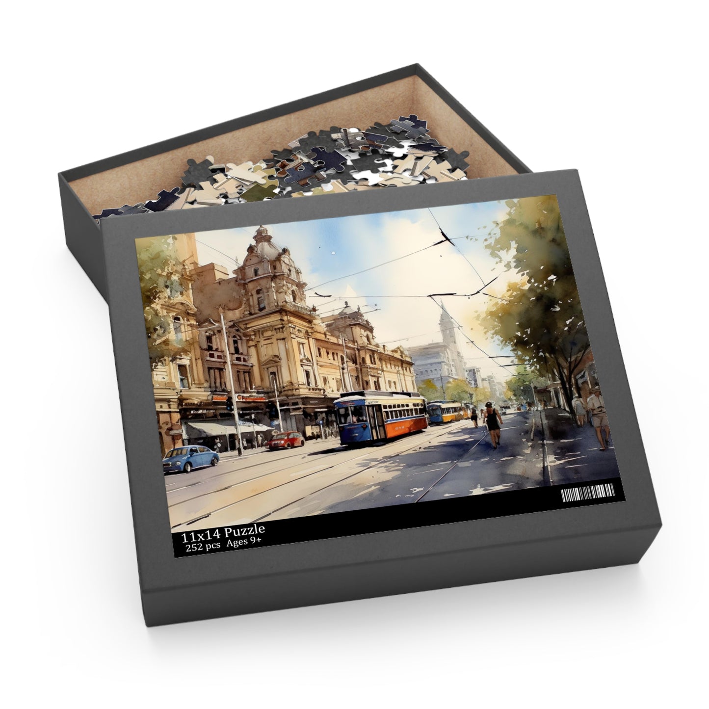 Melbourne Tram Puzzle - Charming jigsaw featuring iconic city trams, ideal for enthusiasts and puzzle lovers.