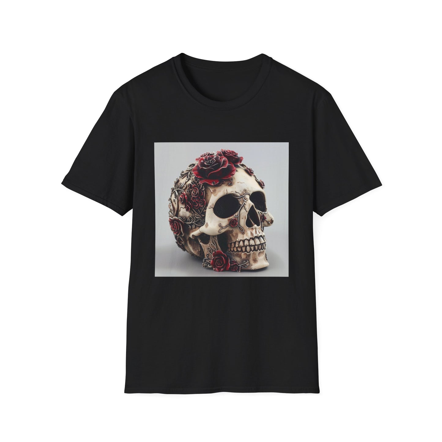 Memento Mori: Gothic Skull & Roses T-Shirt | T-Shirt | DTG, Men's Clothing, Regular fit, T-Shirts, Unisex, Women's Clothing | Prints with Passion