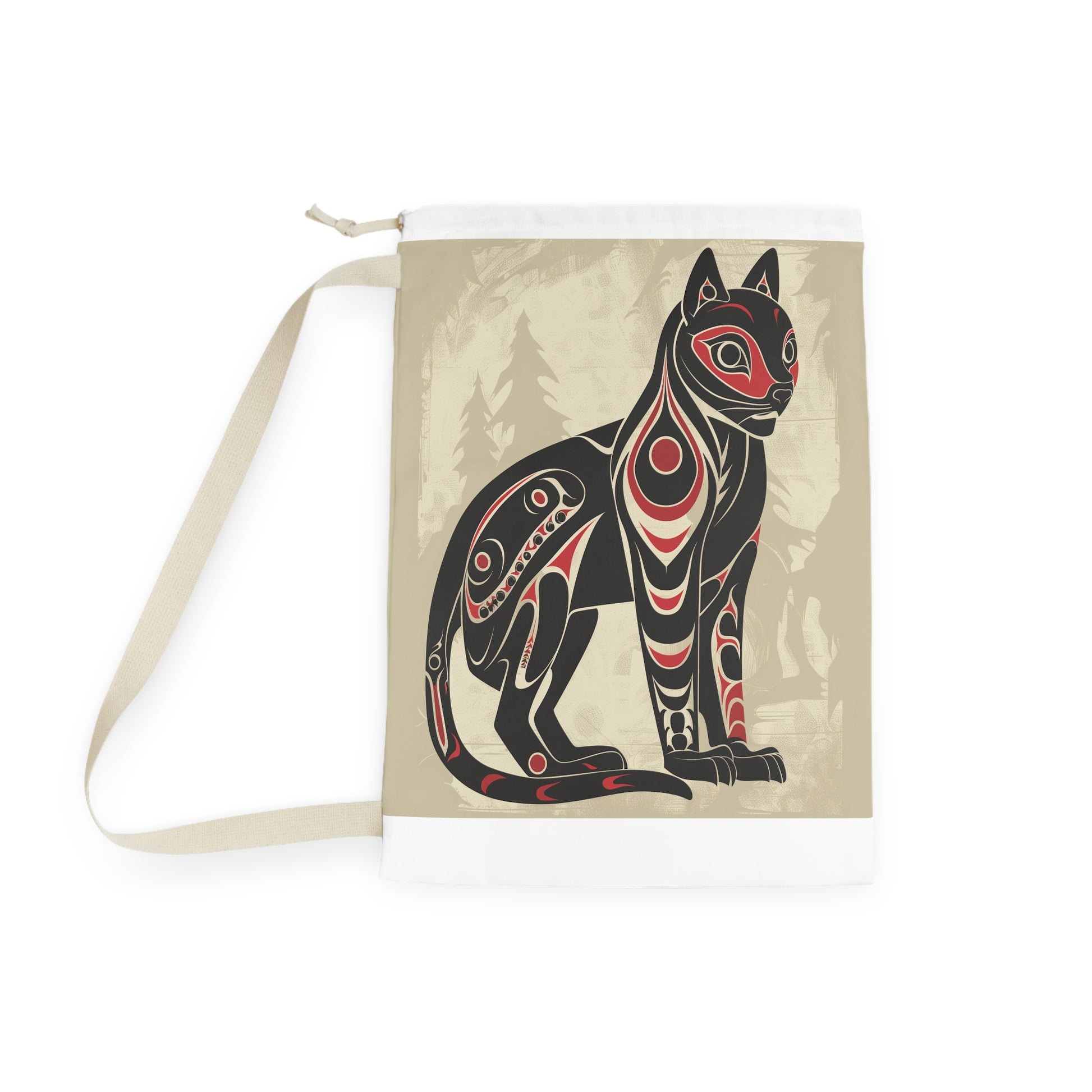 "Wild Spirit Laundry Bag - Vibrant tribal animal totem design for stylish laundry organization"