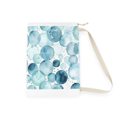 "Crystal Clear Eyes Laundry Bag - Stylish ice blue watercolor eyes pattern for organized laundry routine"