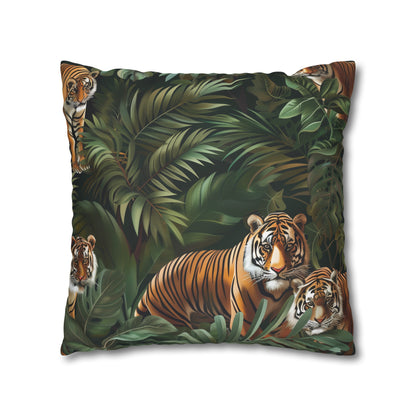 "Wild Tiger Jungle Safari Pillowcase - Add adventure to decor with seamless jungle pattern and majestic tigers"