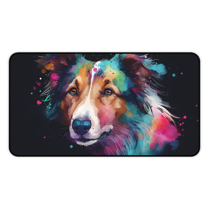 "Cute Collie Desk Mat - Charming addition to workspace, protects desk with adorable style"