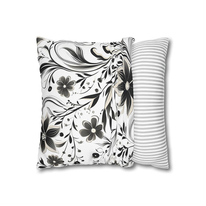 "Black and white monochrome curves pillowcase, high-quality and stylish design for all seasons. Makes a great gift!"