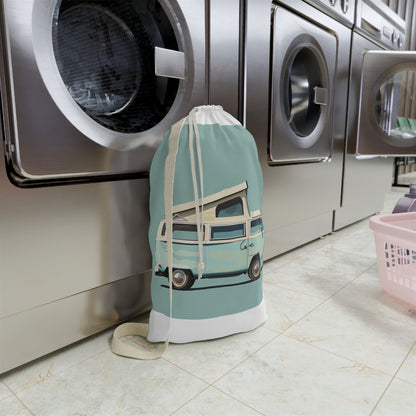 Vintage retro camper van laundry bag, stylish and practical laundry organizer for a touch of nostalgia in your home.