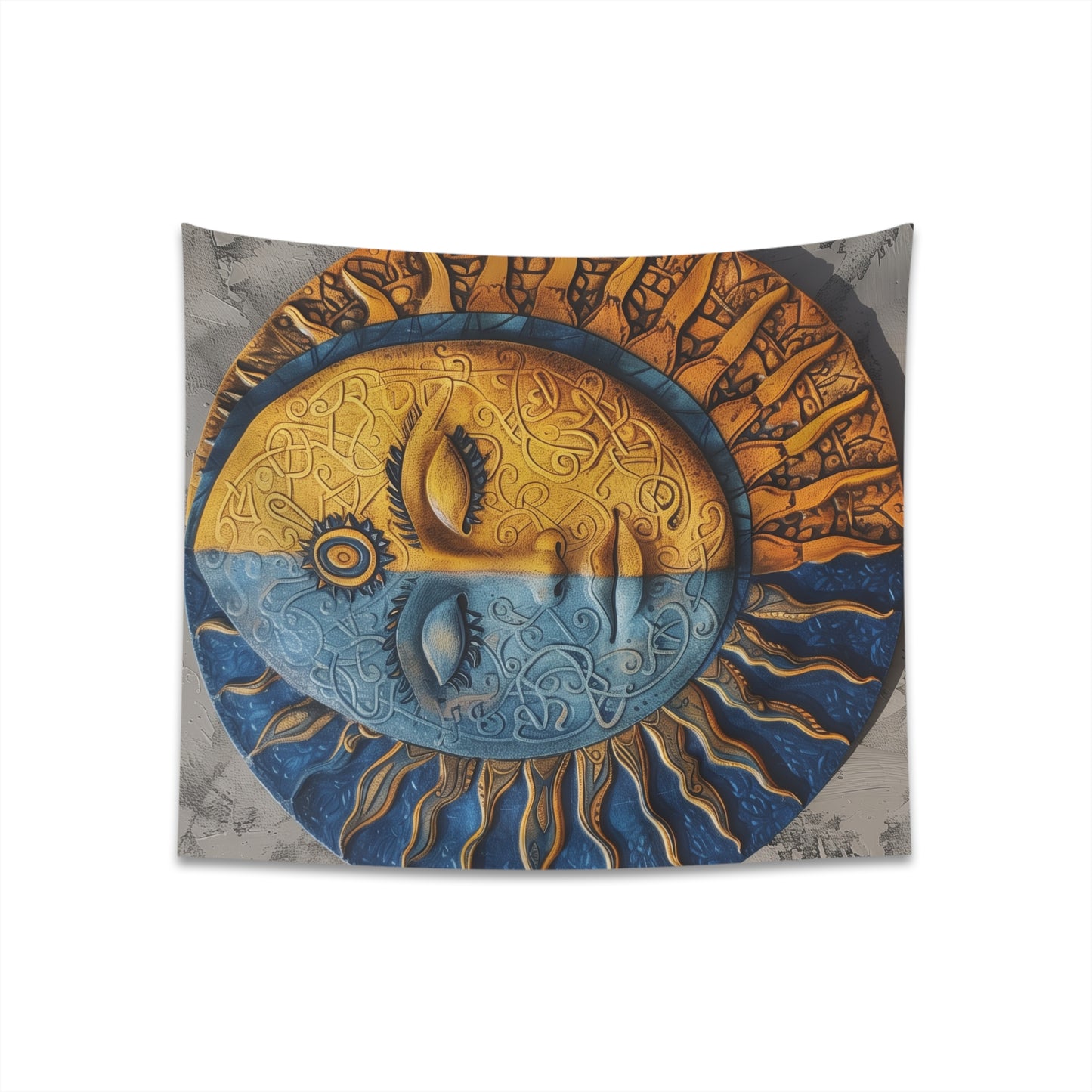 "Sun and Moon Mandala Tapestry - Celestial Harmony Design - High-Quality Material, Perfect Gift - 34" x 40" or 57" x 57" Sizes"