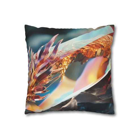 Glass Prism Reflecting Dragon Flame — 40×40 Cushion Cover — Double-Sided Back & Concealed Zip Detail