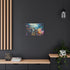 A Curious Child Reaching for the Stars with Books Stretched Canvas Wall Art