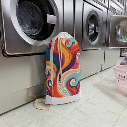 "Retro Marine Laundry Bag with Groovy 70s Marine Texture - Stylish & Functional"