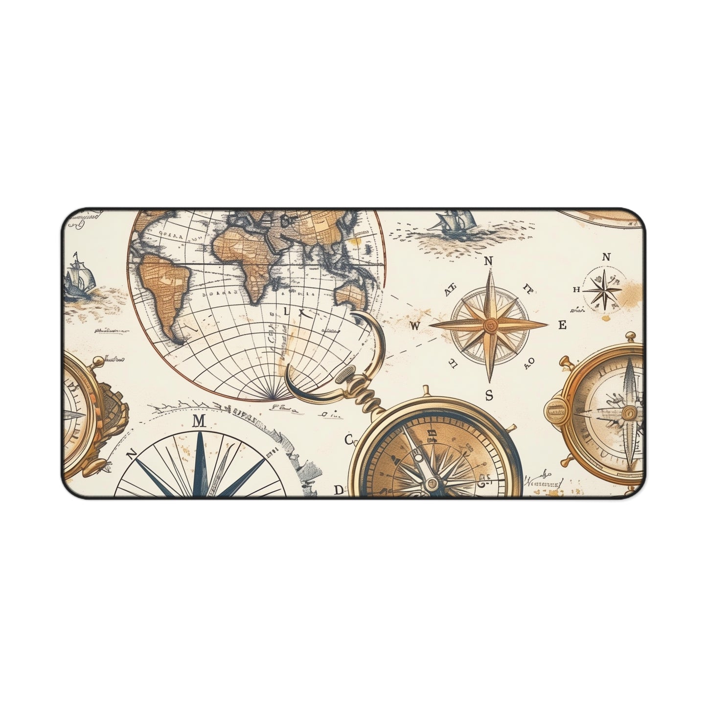 Vintage Maps Desk Mat - Elevate your workspace with authentic vintage map design, perfect for style and sophistication in any office or home office setup.