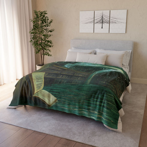 Floating Library under Time Vortex — Plush Fleece Throw Blanket — Product Detail View 12