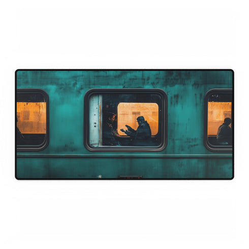 Mystical Train with Portals to Parallel Worlds — XL & XXL Desk Mat — Full Top-Down Artwork View