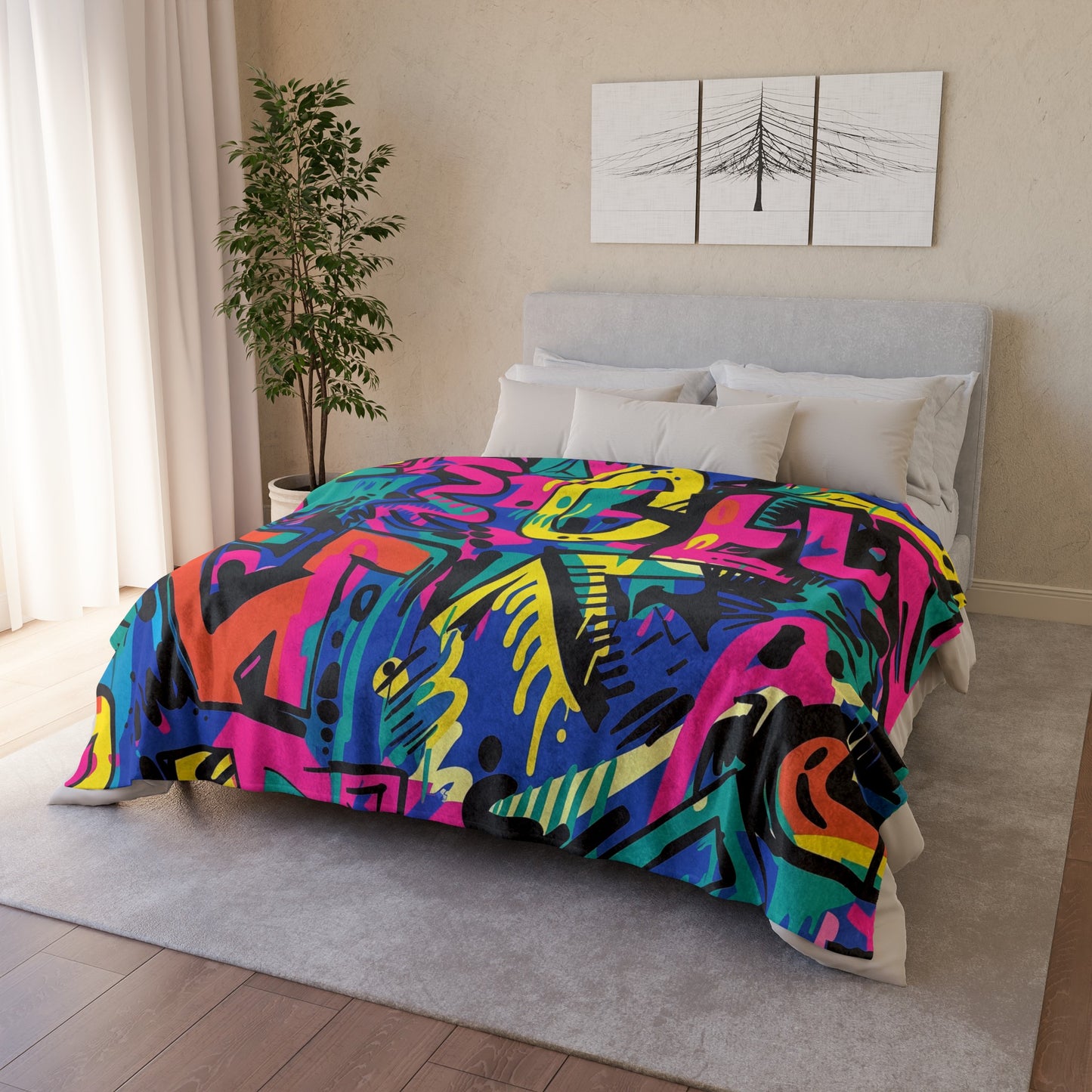 making it an ideal gift option for yourself or your loved ones. Snuggle up in style with this eye-catching blanket that combines functionality with a trendy design.

Add a pop of color to your living space with the Neon Genesis  RGB Urban Blanket. This unique blanket is stylish