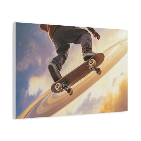 Skateboarder Riding on Rings of Saturn (Edition II) — Canvas Wall Art — Product Detail View 6