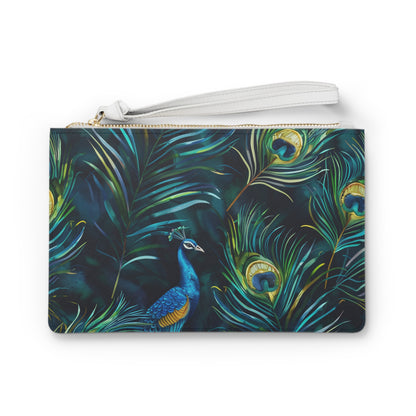 Vibrant Blue Peacock Feather Clutch | Clutch Bags | Accessories, All Over Print, AOP, Assembled in the USA, Assembled in USA, Bags, Made in the USA, Made in USA, Vegan | Prints with Passion