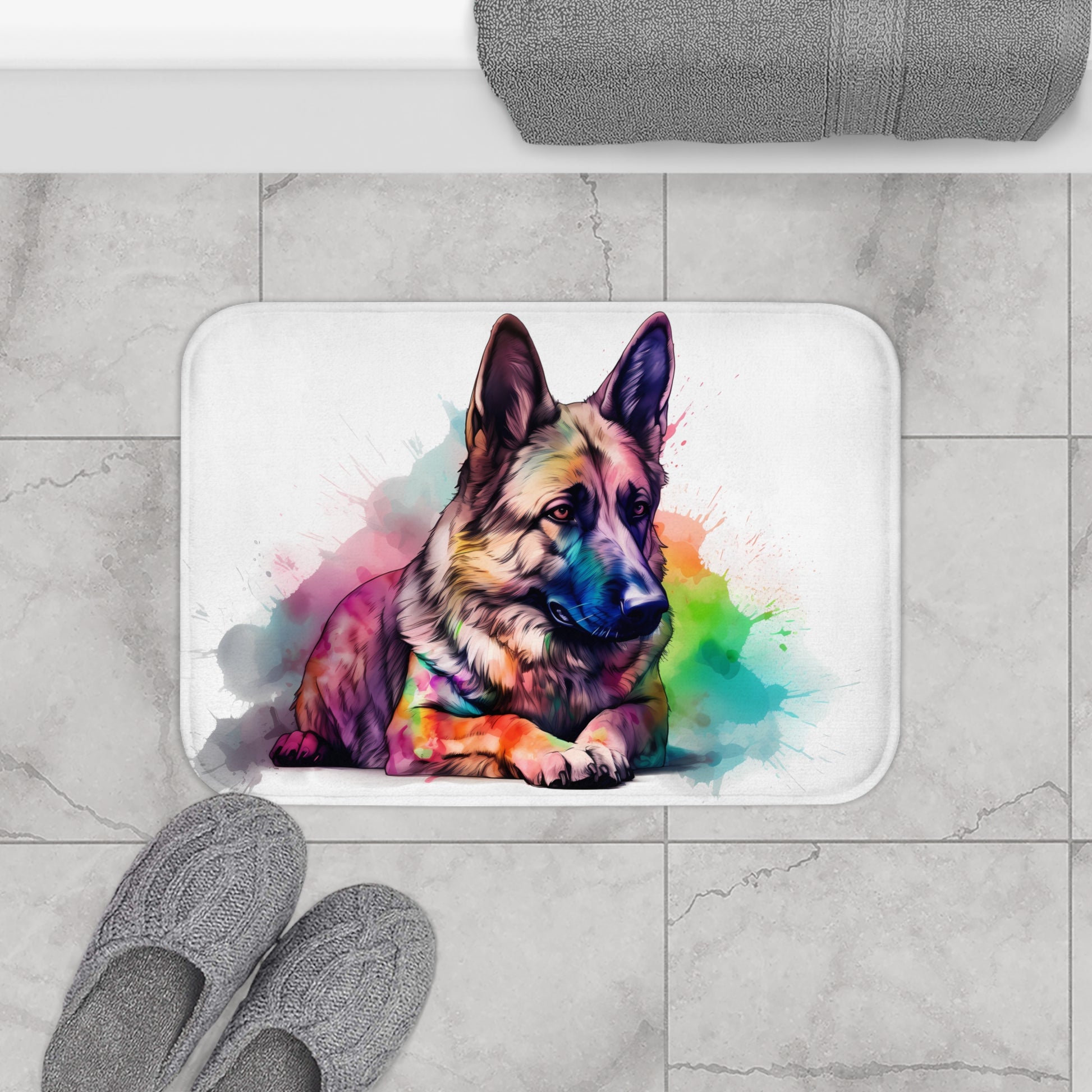 German Shepherd Companion Bath Mat | Bath Mats | Bath, Bathroom, Home & Living, Indoor, Sublimation | Prints with Passion