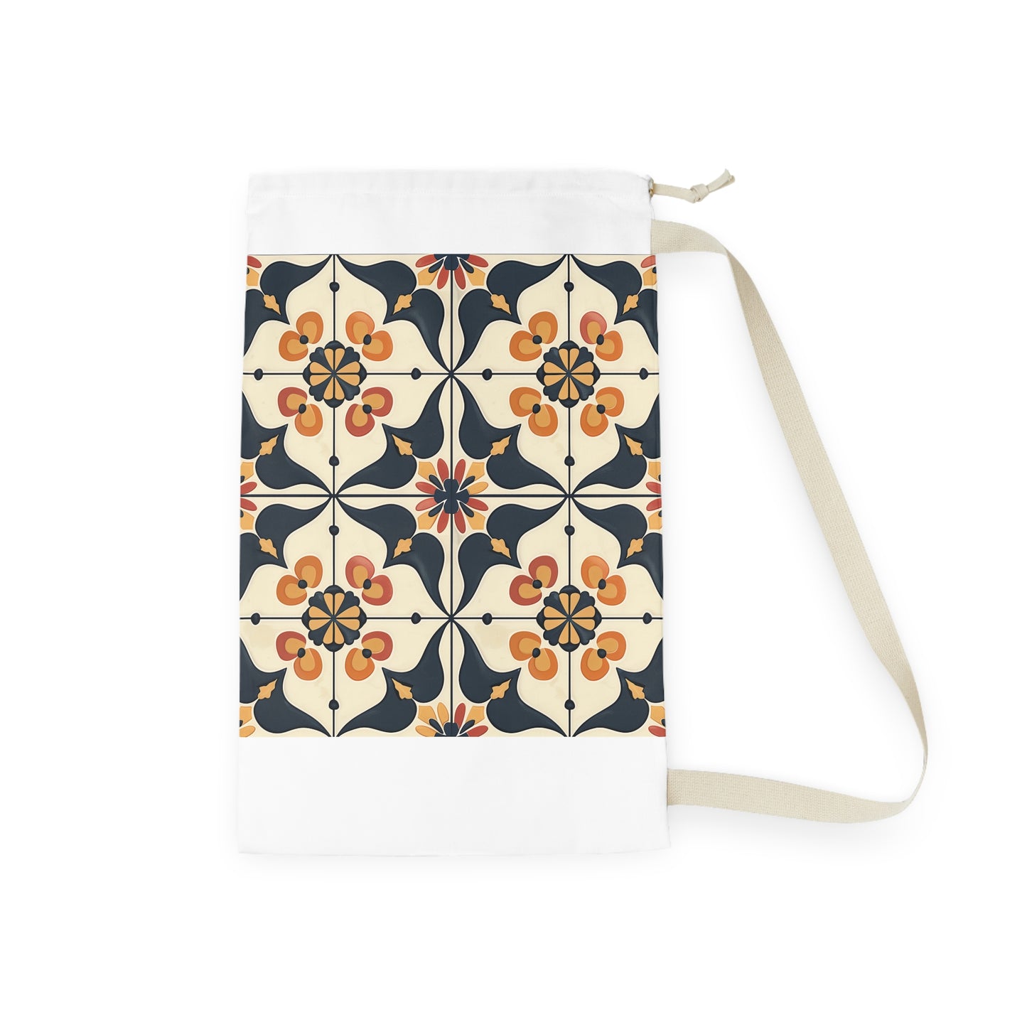 "Artisan Tiles pattern laundry bag with stylish design for chic laundry routine"