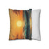 Golden Sunset Through Rolling Ocean Wave — 40×40 Cushion Cover — Soft Brushed Fabric Texture Close-Up