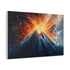 Geometric Volcano Erupting Light Shards — Canvas Wall Art — Side Profile & Stretched Corner Detail