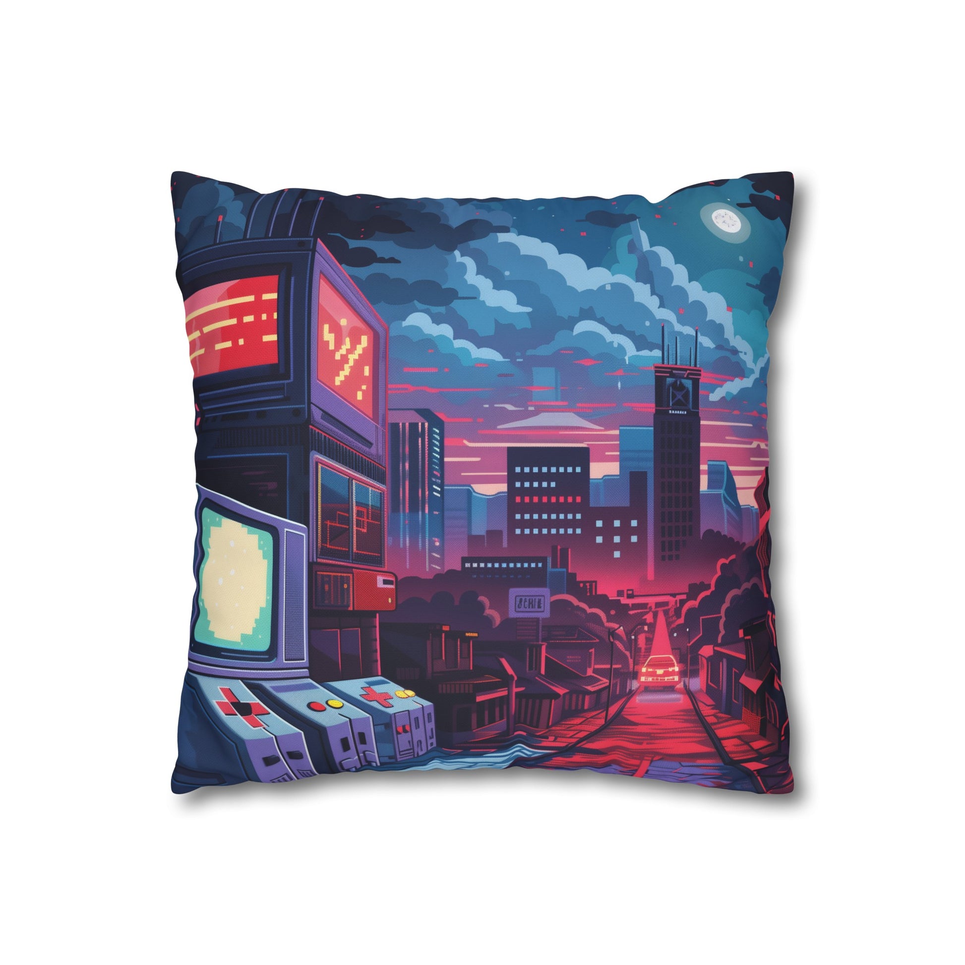 "Pixelated Dreams Pillowcase - Nostalgic 8-bit gaming design, high-quality material, perfect for gamers"