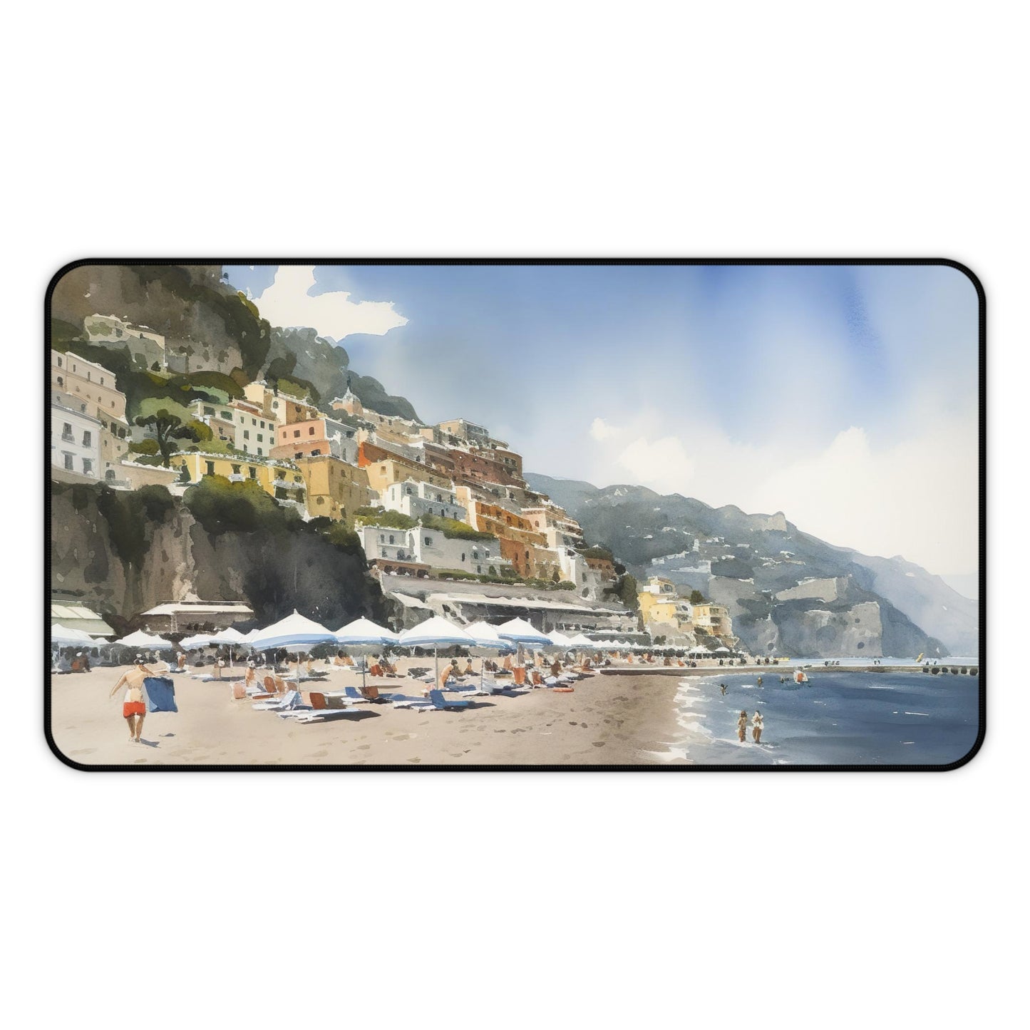 "Amalfi Coast Desk Mat - Vibrant coastal scene for a picturesque workspace ambiance"