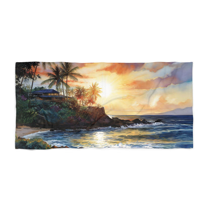 Experience the beauty of Hawaii with our Hawaiian Paradise Beach Towel featuring stunning beach scenes and vibrant colors inspired by Kauai helicopter tours. Perfect for a day at the beach or a relaxing getaway