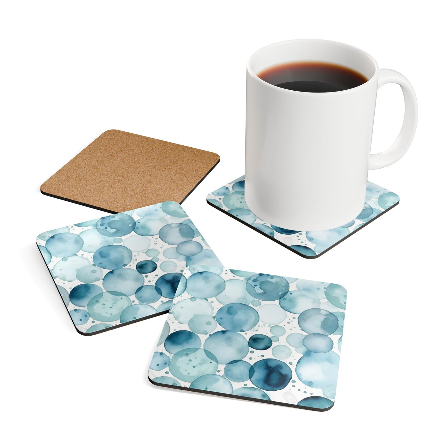 "Ocean Blue Eyes Corkwood Coasters"