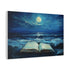 Moonlight Spilling from Open Book — Canvas Wall Art — Side Profile & Stretched Corner Detail
