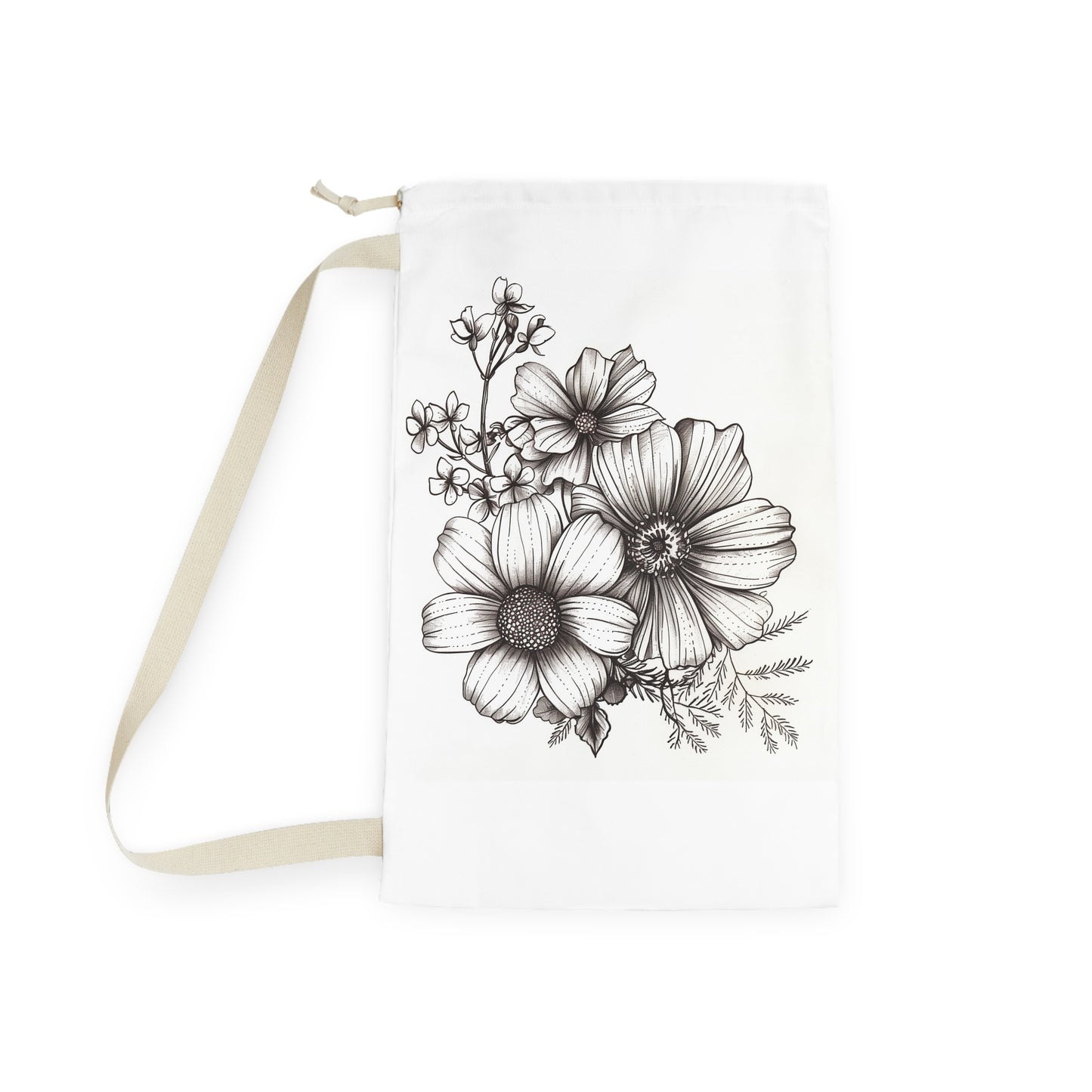 Floral Laundry Bag Bouquet - Hand-drawn flower design, durable materials, stylish and practical pillowcase cover.