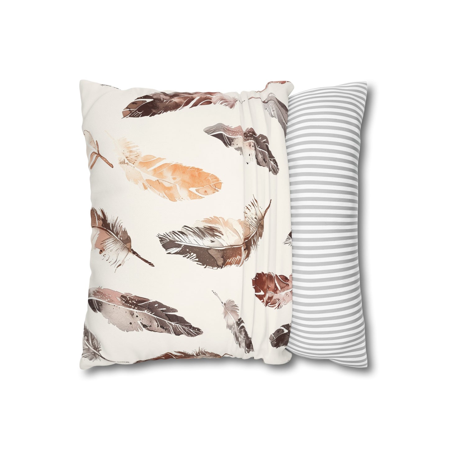 "Boho Feathers Pillow Case - Stylish oasis for bedroom with trendy seamless feather pattern, chic accessory"