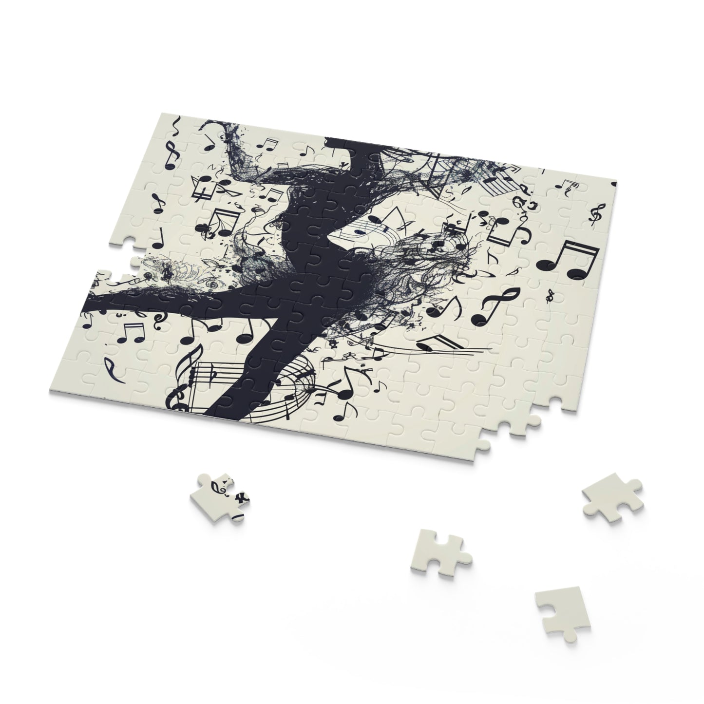 Stunning Dancer's Musical Notes Puzzle - Graceful dancer surrounded by intricate musical notes - Perfect for music and dance lovers!