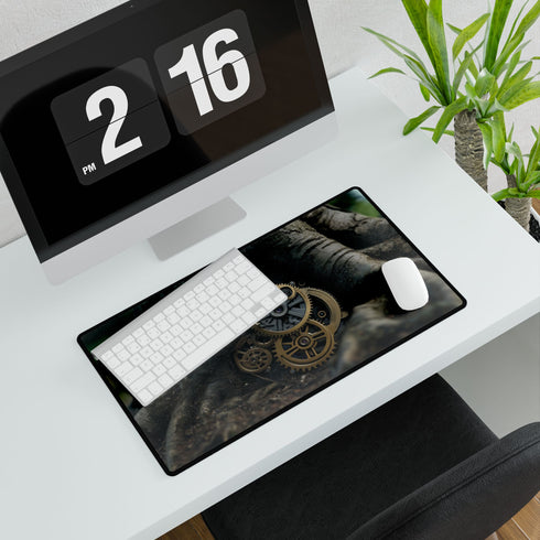 Tree Roots Growing into Clock Gears Gaming XXL Extended Desk Mat