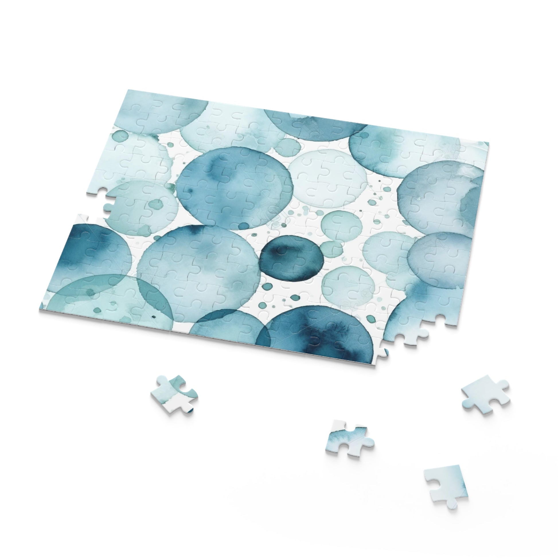 "Mesmerizing Ice Blue Eyes Jigsaw Puzzle - captivating watercolor eyes pattern for endless fun"