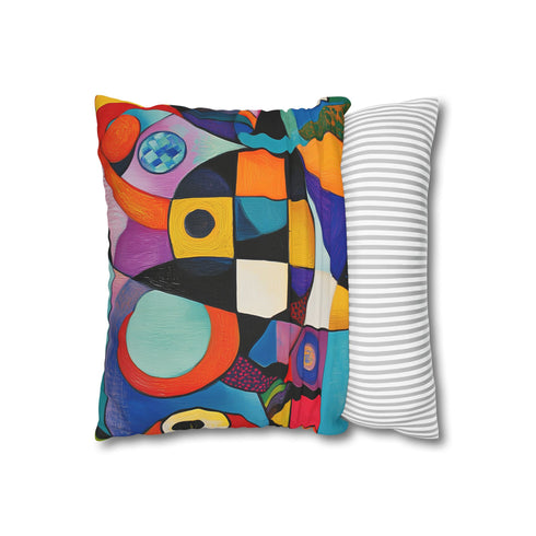 Vibrant Abstract Expression of Joy — 40×40 Cushion Cover — Soft Brushed Fabric Texture Close-Up