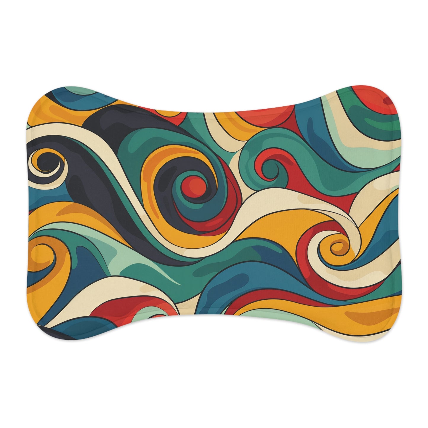 Retro Waves Pet Feeding Mat: Vibrant and Stylish!