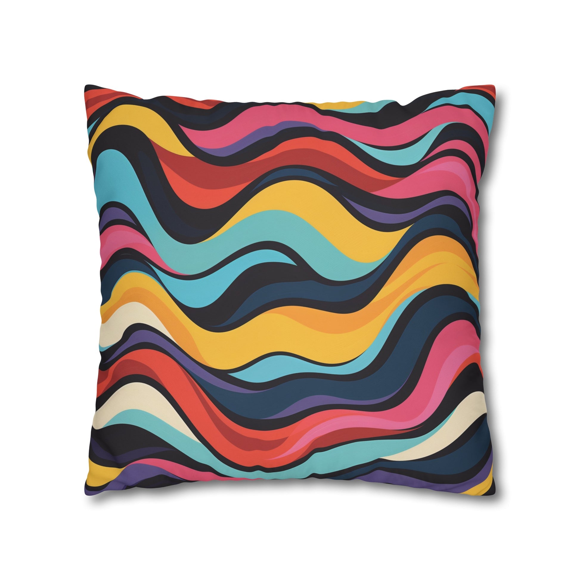 "Vibrant Retro Waves Pillow Case - Add Retro Style to Your Bedroom Decor"