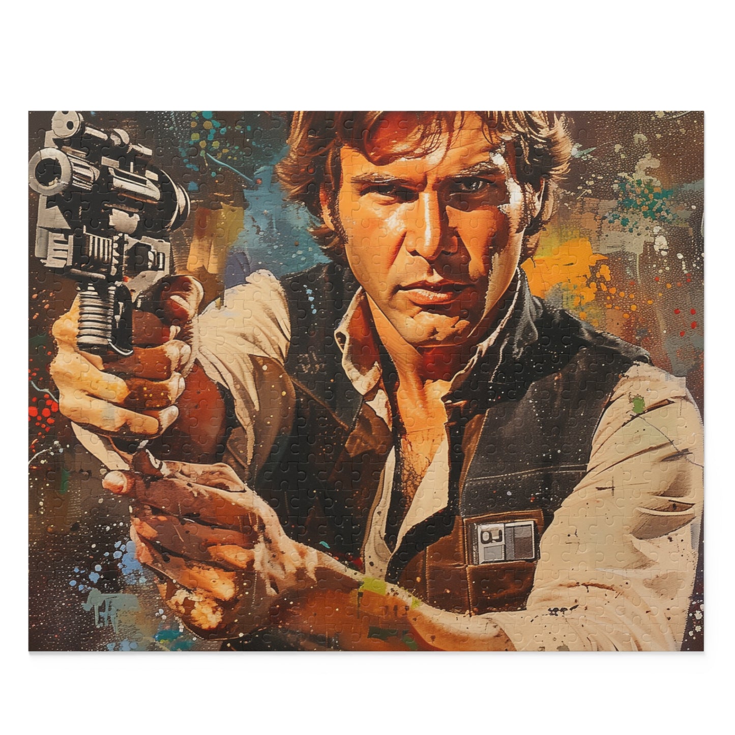 "Challenge yourself with Han Solo Star Wars jigsaw puzzle, featuring iconic scenes from the beloved film series. Perfect for fans of the galaxy far, far away!"