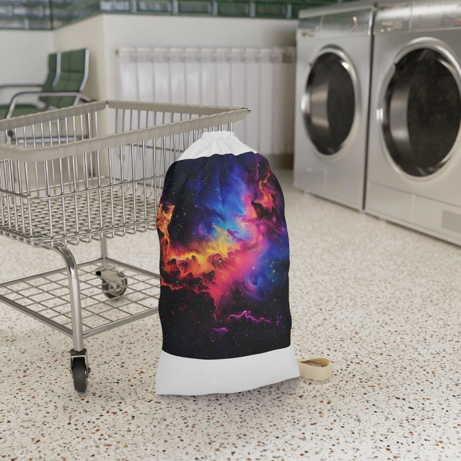 Vibrant Neon Galaxy Laundry Bag for out-of-this-world washing, cosmic design and convenience