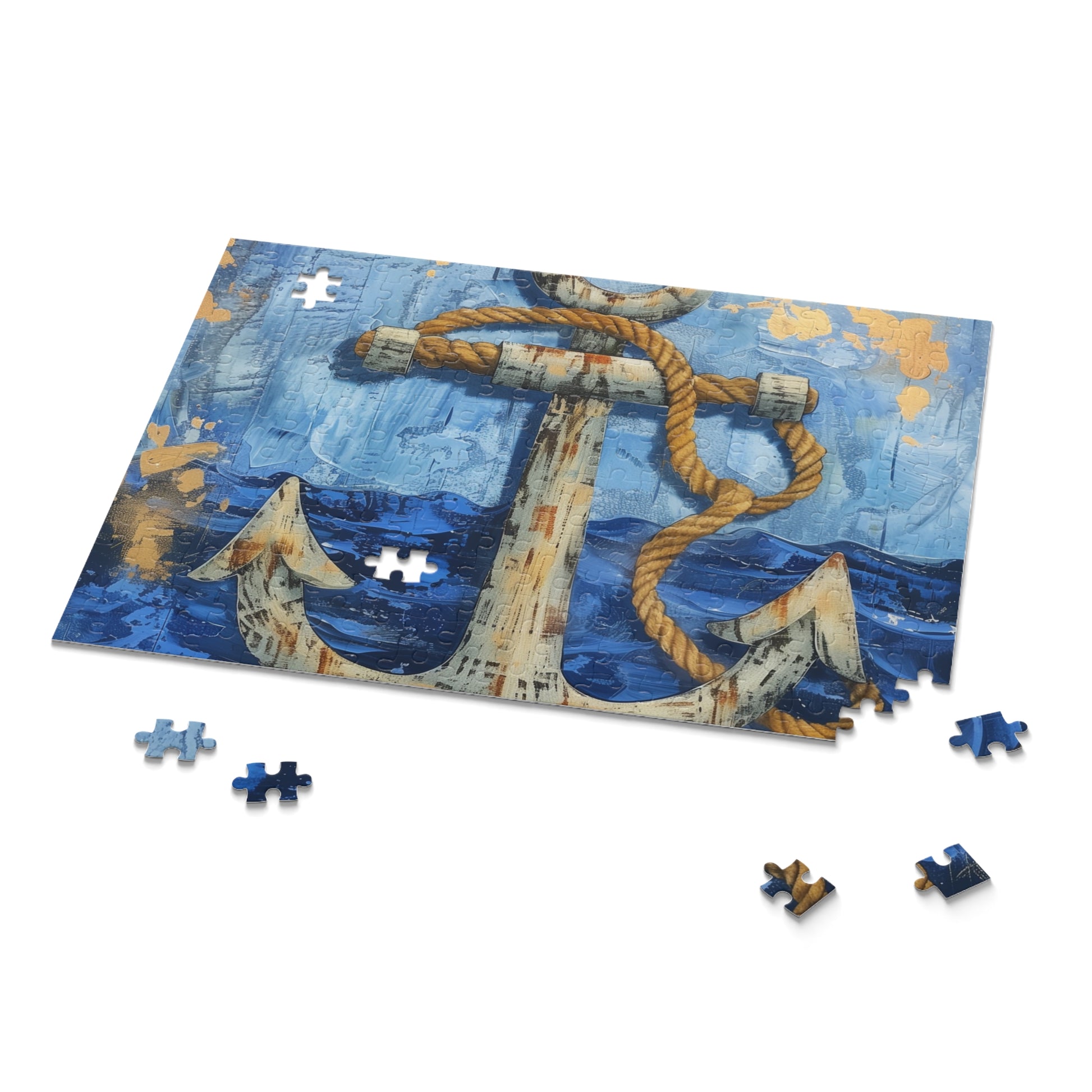 "Anchor and Rope Puzzle - Tranquil nautical-themed jigsaw for maritime decor lovers"