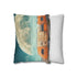 Desert Caravan under Giant Moons (Edition II) — 40×40 Cushion Cover — Sofa & Living Room Lifestyle View